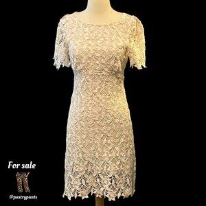 Joie Spring Floral Embroidered Lace white dress with peach tan detail NWOT S